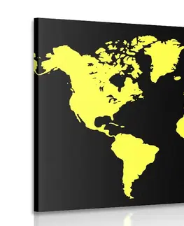 Obrazy mapy Obraz žltá mapa na čiernom pozadí