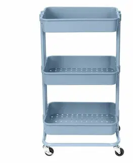 Úložné boxy Compactor Kúpeľňový vozík s kolieskami Grena, 3 police, 43 x 34,8 x 75 cm, modrá
