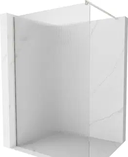 Sprchové dvere MEXEN/S - Kioto Sprchová zástena WALK-IN 140 x 200 cm, prúžky 8 mm, nikel kartáčovaný 800-140-101-97-09