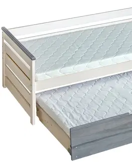 Postele Detská posteľ z masivu ASTON 1 s prístelkou, borovica biela/hnedá
