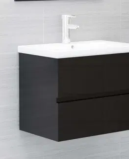 Kúpeľňové skrinky Skrinka pod umývadlo 60 cm Dekorhome Čierna lesk