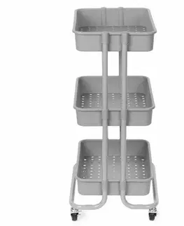 Úložné boxy Compactor Kúpeľňový vozík s kolieskami Grena, 3 police, 43 x 34,8 x 75 cm, sivá