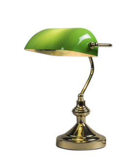 Stolove lampy Klasická stolná lampa/notárska mosadz so zeleným sklom - Banker