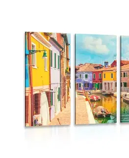 Obrazy mestá 5-dielny obraz pastelové domčeky v mestečku
