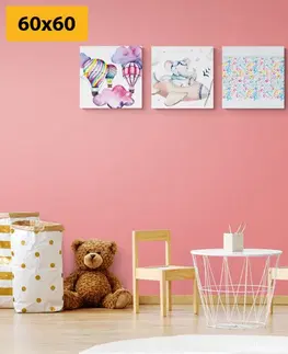 Zostavy obrazov Set obrazov pre deti v pastelových farbách