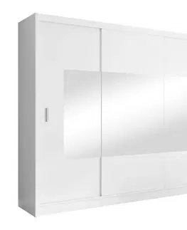 Šatníkové skrine Skriňa s posuvnými dverami, biela, 250x215, MADRYT