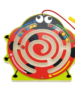 Náučné hračky VIGA - Viga Drevený magnetický labyrint - lienka