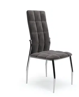 Jedálenské stoličky HALMAR K416 jedálenská stolička tmavosivá (Velvet) / chróm