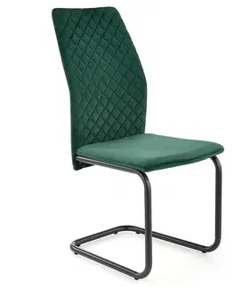 Čalúnené stoličky Stolička K444 tkanina/kov tmavá zelená 44x54x97