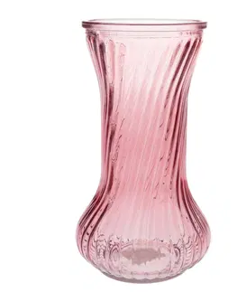 Vázy sklenené Sklenená váza Vivian, ružová, 10 x 21 cm