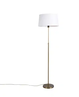 Stojace lampy Stojatá lampa bronzová s ľanovým tienidlom biela nastaviteľná 45 cm - Parte