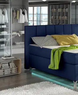 Postele NABBI Barino 180 čalúnená manželská posteľ s úložným priestorom modrá