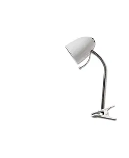 Lampy  B.V.  -  Stolná lampa s klipom 1xE27/11W/230V biela/chróm 