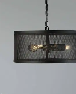 Závesné svietidlá Searchlight Závesná lampa Fishnet z kovu v čiernom Ø 45 cm