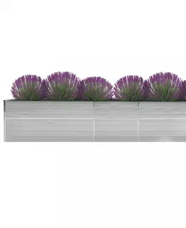 Kvetináče a truhlíky Záhradný kvetináč pozinkovaná oceľ 400x80x45 cm Dekorhome Sivá