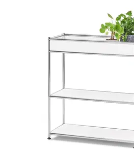 Dressers Kovový konzolový stolík »CN3« s úložným priestorom, biely