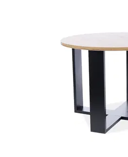 Konferenčné stolíky BISTRO okrúhly konferenčný stôl, dub Wotan / čierna