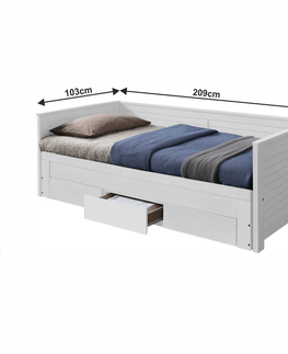 Postele KONDELA Goreta jednolôžková posteľ s prístelkou biela
