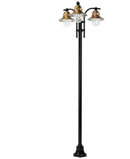 Verejné osvetlenie K.S. Verlichting 3-svetelné stĺpikové svietidlo Toscane, čierne