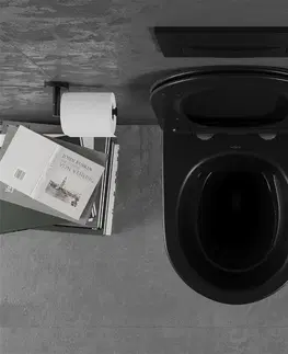 Záchody MEXEN - Lena Závesná WC misa vrátane sedátka s slow-slim, duroplast, čierna mat / strieborný vzor 30224073