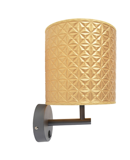 Nastenne lampy Vintage nástenné svietidlo tmavosivé so zlatým trojuholníkovým tienidlom - matné