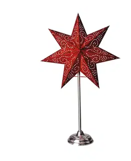 Vianočné svetelné hviezdy STAR TRADING Stojacia hviezda Antique, kov/papier, červená