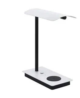 Stolové lampy na písací stôl EGLO Stolová LED lampa Arenaza, stmievateľná, QI, biela