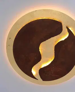 Stropné svietidlá Paul Neuhaus LED svietidlo Nevis, okrúhle, Ø 50 cm, hnedo-zlaté