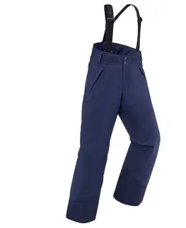 nohavice Detské lyžiarske nohavice 500 PNF s trakmi nepremokavé modré