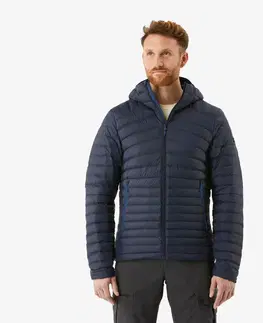 bundy a vesty Pánska páperová bunda MT100 na horský treking s kapucňou do -5 °C