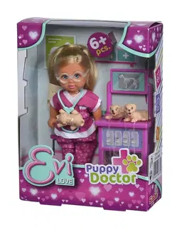 Hračky bábiky SIMBA - Bábika Evička veterinárka puppy doctor