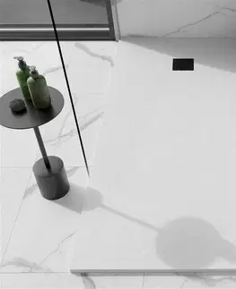 Vane MEXEN/S - Stone+ obdĺžniková sprchová vanička 200 x 100, biela, mriežka čierna 44101020-B