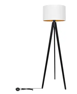 Lampy  Stojacia lampa ALBA 1xE27/60W/230V biela/zlatá/borovica 