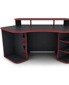 Moderné kancelárske stoly Písací stôl Matrix 2 grafit/červená