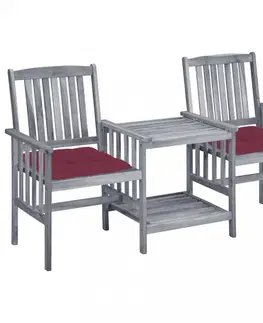 Zahradné stoličky Zaradné stoličky so stolíkom akácia / látka Dekorhome Svetlo modrá