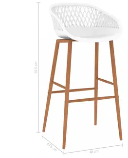 Barové stoličky Barové stoličky 2 ks plast / kov Dekorhome Biela / hnedá