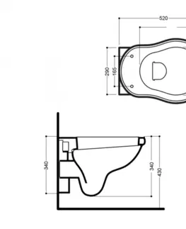 Záchody KERASAN - RETRO závesná WC misa, 38x52cm, čierna mat 101531