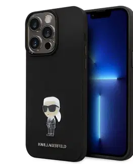 Puzdrá na mobilné telefóny Zadný kryt Karl Lagerfeld Liquid Silicone Metal Ikonik pre Apple iPhone 15 Pro Max, čierna 57983116850