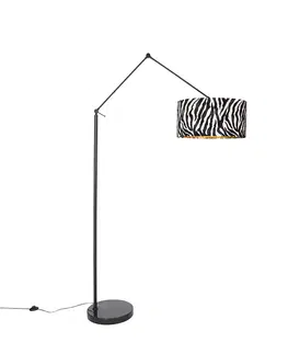 Stojace lampy Moderná stojaca lampa čierne tienidlo zebra dizajn 50 cm - Editor
