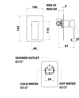 Kúpeľňové batérie SAPHO - FORATA podomietková sprchová batéria, 1 výstup, čierna matná FT041/15