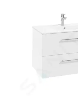 Kúpeľňa Kielle - Vega Skrinka vrátane umývadla, 80x55x46 cm, 2 zásuvky, lesklá biela 50018S80