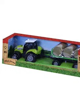 Hračky - dopravné stroje a traktory RAPPA - Traktor so zvukom a svetlom s vlečkou a balíkmi slamy