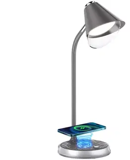 Lampy   08972L - LED Stmievateľná stolná lampa FINCH LED/9W/12/230V šedá/chróm 