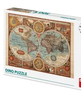Hračky puzzle DINO - Mapa sveta z roku 1626, 500 dielikov