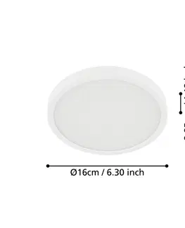 Stropné svietidlá EGLO LED stropné svietidlo Fueva 5 IP44 3000K biela Ø16cm