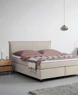 Americké postele Boxspringová posteľ s toperom 180x200 Cm, Béžová