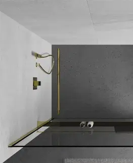 Sprchové dvere MEXEN/S - KIOTO Sprchová zástena WALK-IN s poličkou a držiakom uterákov 70 x 200, transparent 8 mm, čierna 800-070-121-50-70