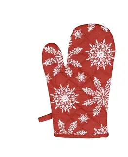 Chňapky Forbyt Vianočná kuchynská chňapka s magnetom Vločky červená, 18 x 28 cm