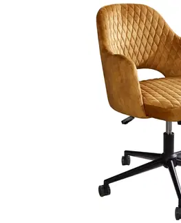 Kancelárske stoličky LuxD Dizajnová kancelárska stolička Laney horčicový zamat