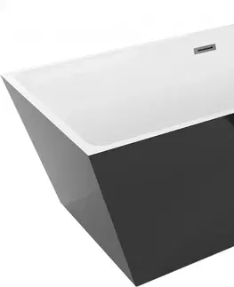 Vane MEXEN/S - Lita voľne stojaca vaňa 170 x 75 cm, biela/čierna, sifón a prepad grafit metal 52121707575-95